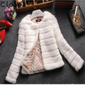 Women's faux fur short top in street fashion style with regular sleeves