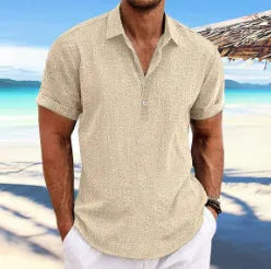 Men's business casual cardigan in light gray cotton blend with long sleeves and loose fit