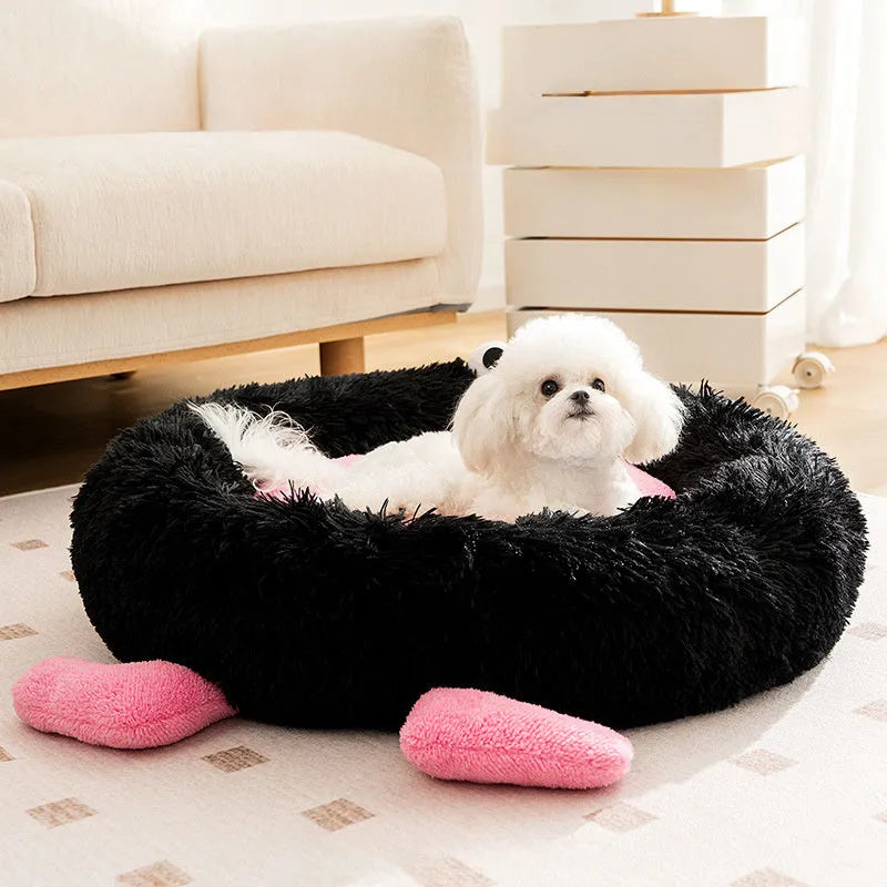 Elf Briquettes plush kennel sleeping mat in pink, thickened pet bed for dogs and cats