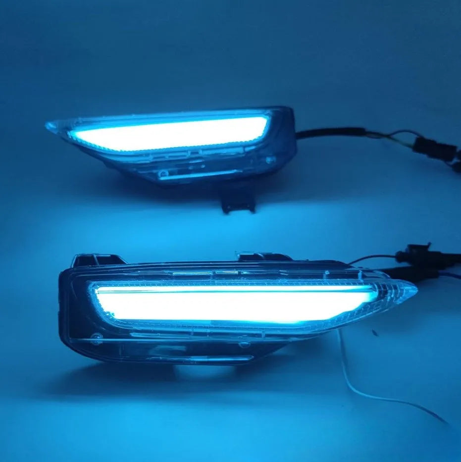 Infiniti Q50 Q70 front bumper LED daytime running and turn signal light unit with ABS housing.