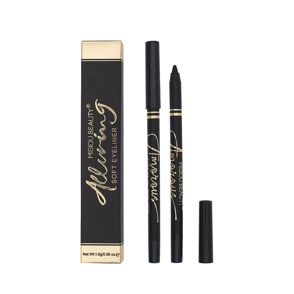 Black liquid eyeliner with smooth texture and waterproof formula for long lasting wear