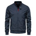 Men's solid colour thin casual jacket in polyester available in dark blue, black, or army green.