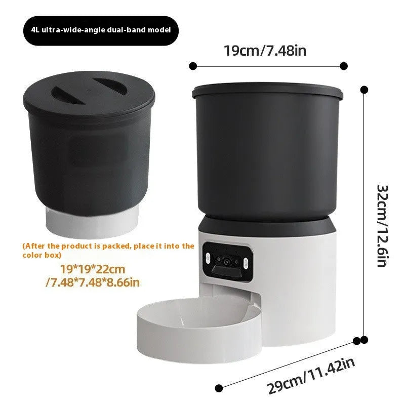 4L smart pet feeder with timing control and remote monitoring features for cats and dogs