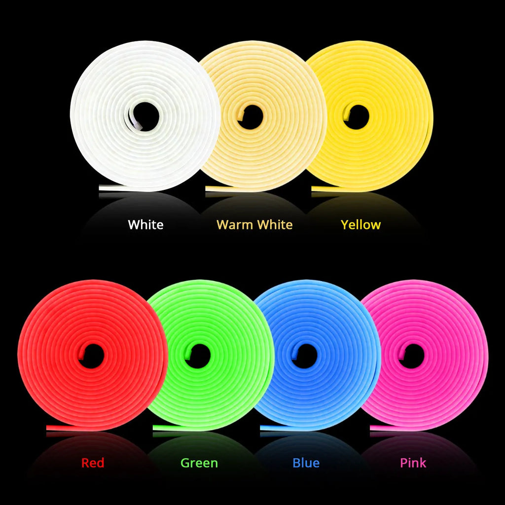 Smart LED neon light strip in blue with remote control and app interface, 10mm width, IP65 waterproof for home decoration