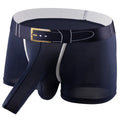Men's solid colour Ice Silk boxer shorts laid flat, showing mid waist design and fabric texture.