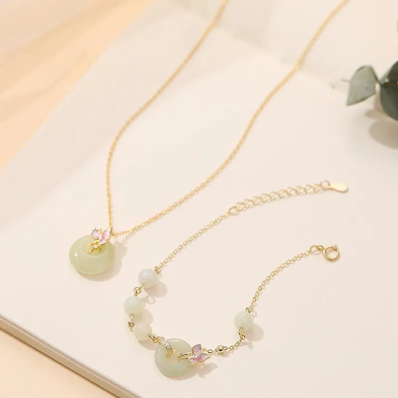 925 silver orchid necklace with safe buckle and O-ring chain, electroplated pendant, pastoral style