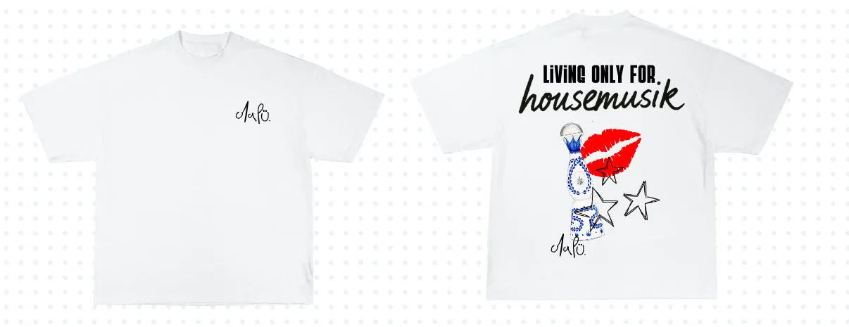 Cotton pattern printed short sleeved loose fit round neck shirt in black and white for street hip hop casual style