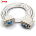 Milky white RS232 DB9 female to female serial cable measuring 1.5 metres with cross connection