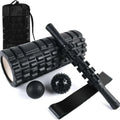 33cm black fitness foam roller with integrated massage shaft gear and bar stick elements