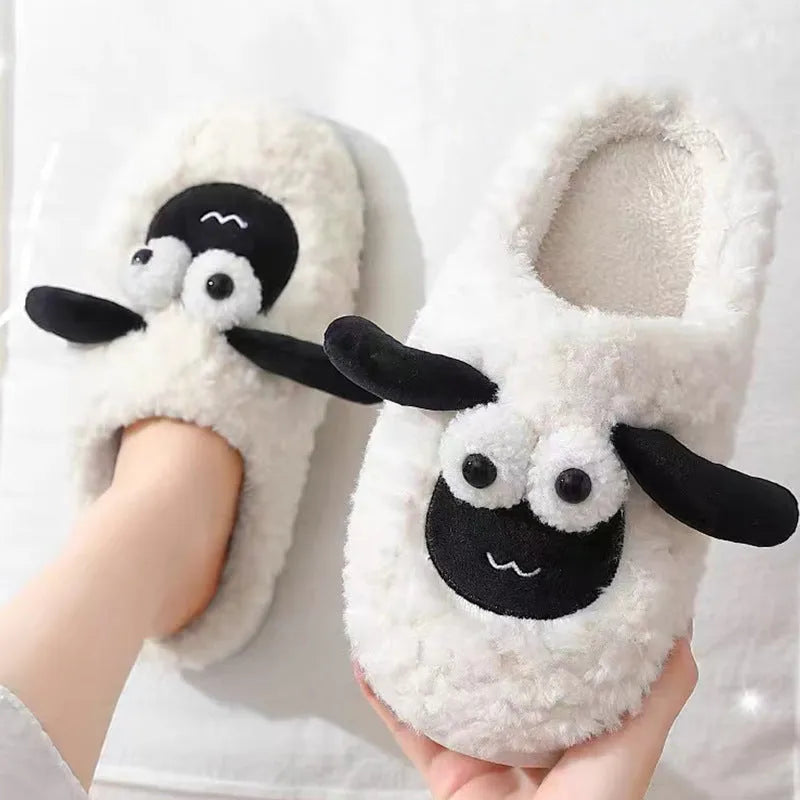 Brown unisex thermal cotton slip-on slippers with a suede upper and sewn PVC sole