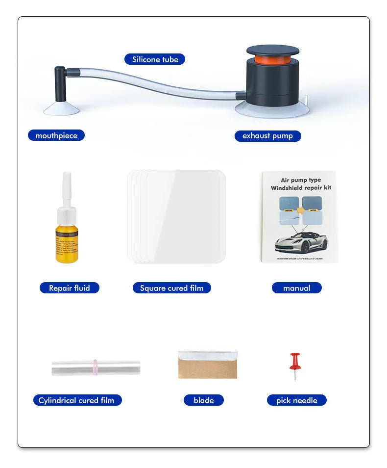Car windshield crack repair tool kit plastic instrument for glass crack and point repair