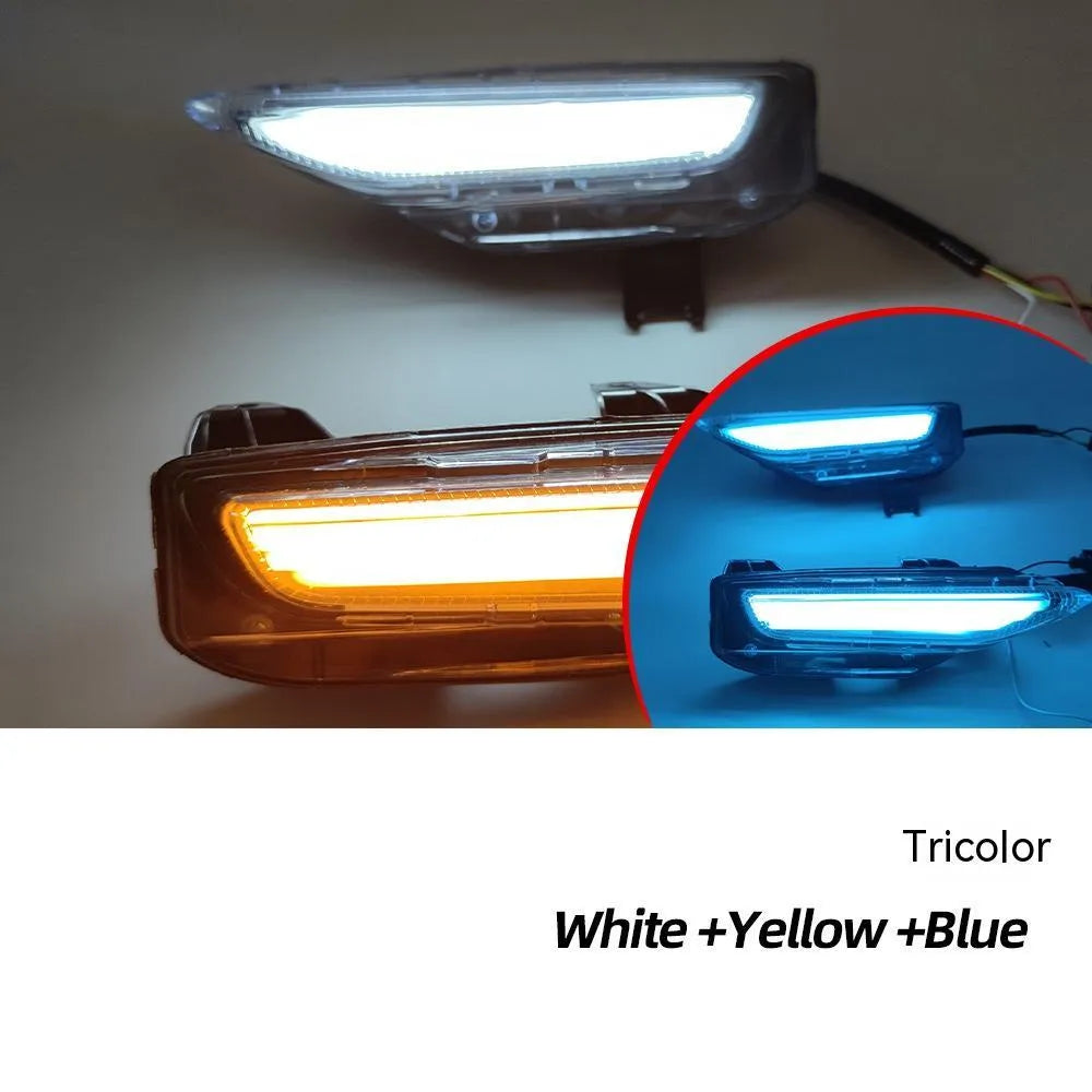Infiniti Q50 Q70 front bumper LED daytime running and turn signal light unit with ABS housing.
