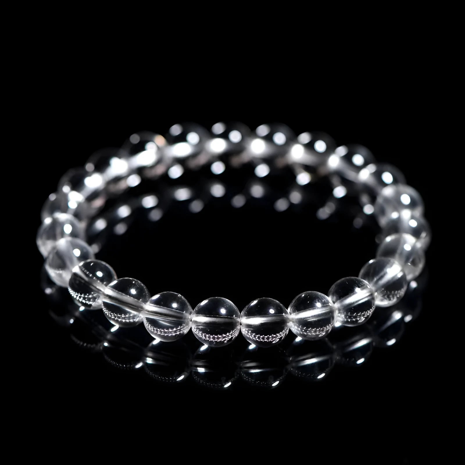 Natural Donghai white water round crystal bead bracelet in geometric unisex style