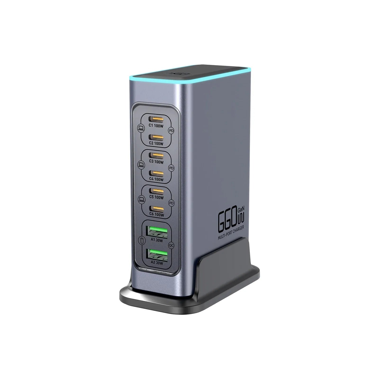 660W GaN desktop fast charger with multiple USB-C ports for phones and tablets