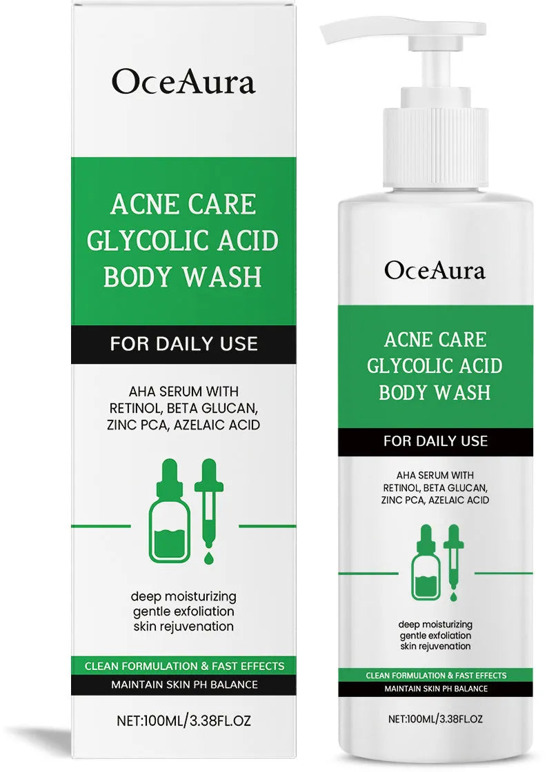 100ml soothing shower gel with retinol and azelaic acid in a compact 4x14.8cm bottle
