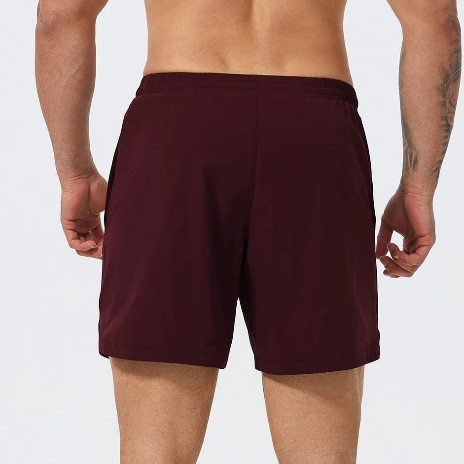 Men's moisture-wicking nylon basketball tennis running shorts in black, mid-waist, size S to XXL
