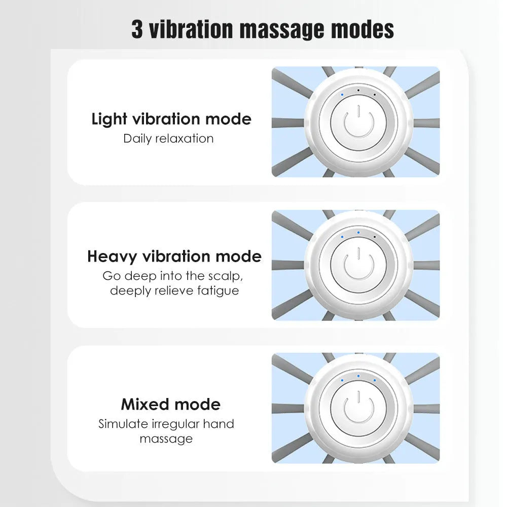 Octopus electric head massage tingler with multi-claw TPE attachment in black rechargeable variant