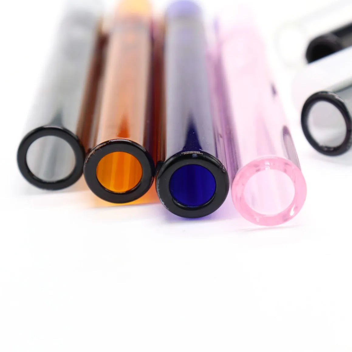 Telescopic glass smoke pipe with clear straight suction nozzle in transparent style