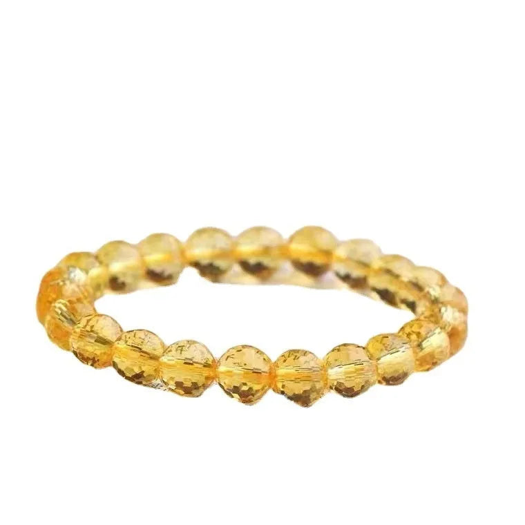 Handmade ametrine bracelet with detailed 128-cut crystal beads on wrist.