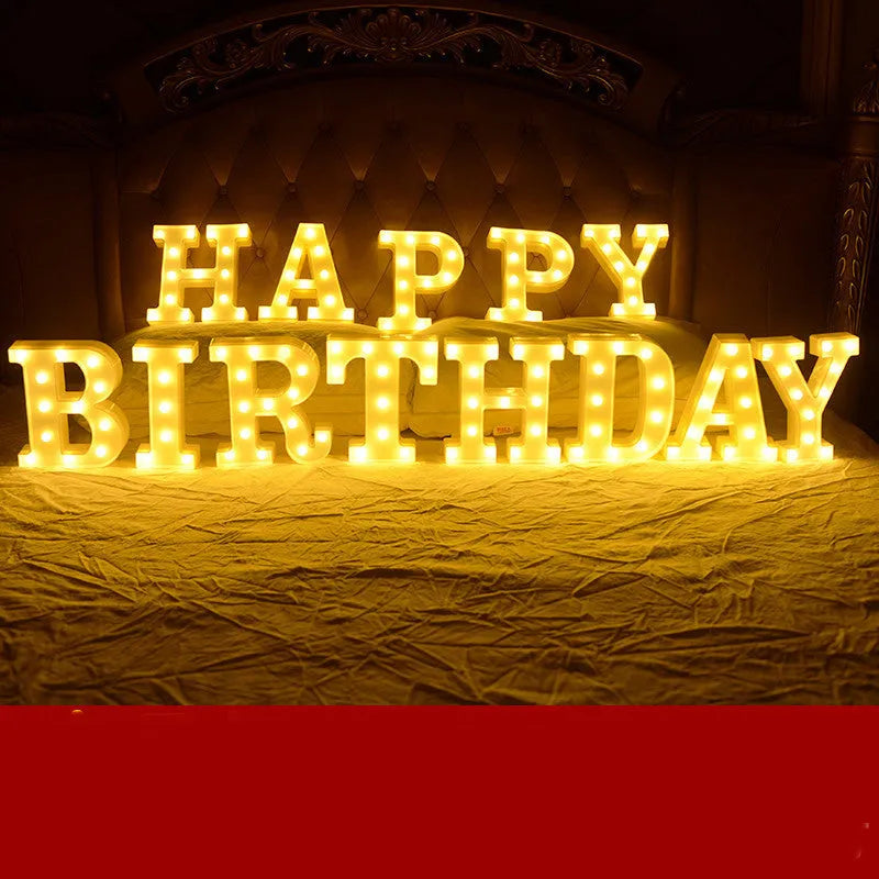 LED letter lights 22cm plastic alphabet in picture colour for birthday party and proposal decor