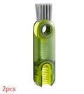 3 in 1 multi-functional bottle cup cover brush with spiral design, food-grade plastic and nylon bristles, 11.4 cm, transparent green