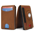 Microfiber card holder men's slim wallet in black, with card slots visible, on a neutral background
