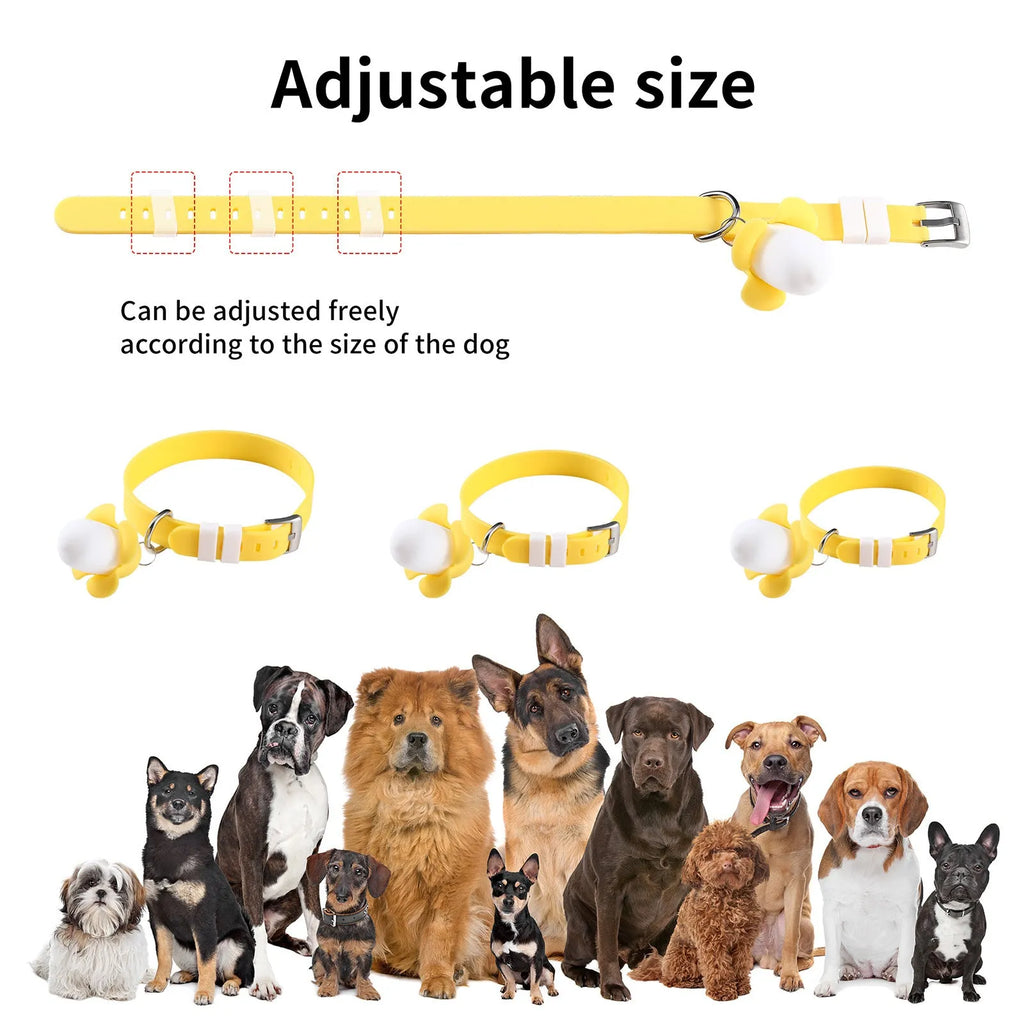 USB rechargeable banana-shaped luminous dog collar light in yellow with silicone construction and geometry pattern