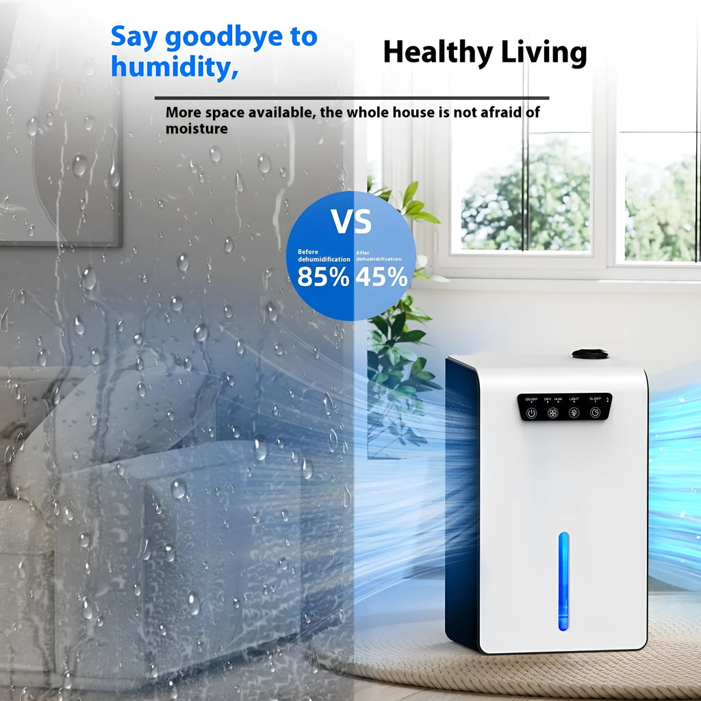 Milky white household dehumidifier for bedrooms and small rooms up to 20 square metres