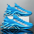 Men's breathable fly woven mesh casual exercise shoes in solid colour with lace-up closure and embroidery detail