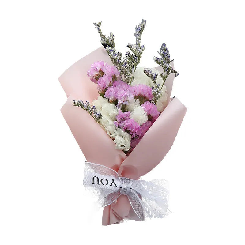 Mini car aromatherapy vent dried flowers bouquet with Blue Star dried flowers clipped onto a car vent