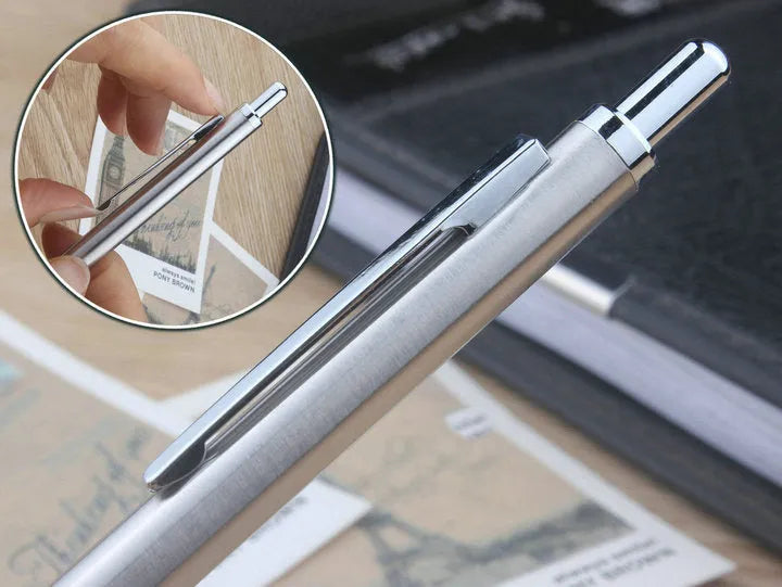 Metal automatic mechanical pencil with a choice of lead sizes including 0.5mm and 0.7mm, shown with a 2B refill.