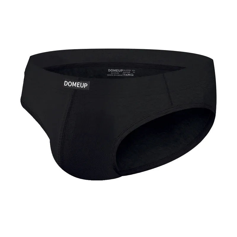 Men's solid colour low waist briefs in white, seamless and breathable design.