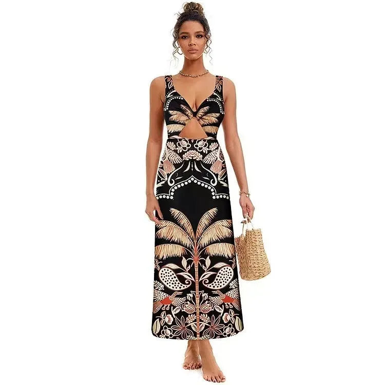 Womens one-piece polyester swimsuit in black available in sizes S to XL for beach vacation