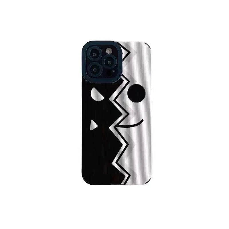 All-inclusive silicone phone case for Apple iPhone with wavy texture anti-falling soft shell and imitation leather finish