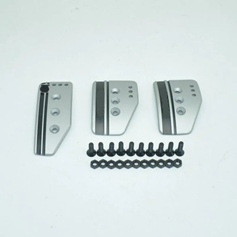 Aluminium alloy manual transmission car pedal set showing brake, accelerator, and clutch