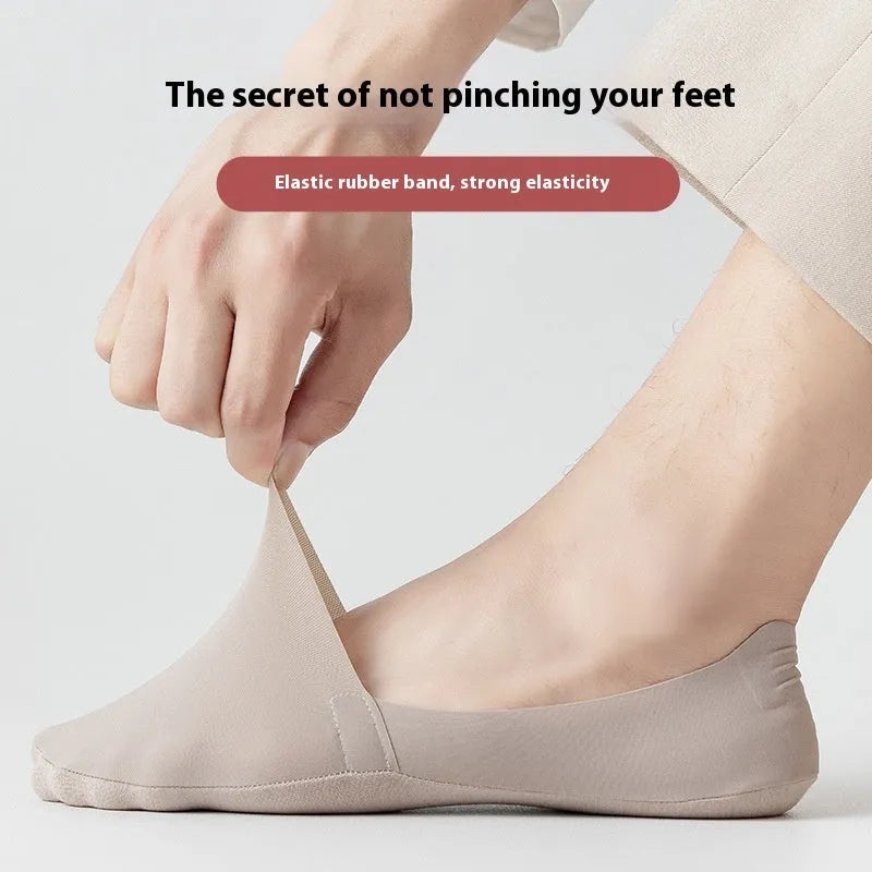 Cotton ice silk men's low cut invisible socks in black