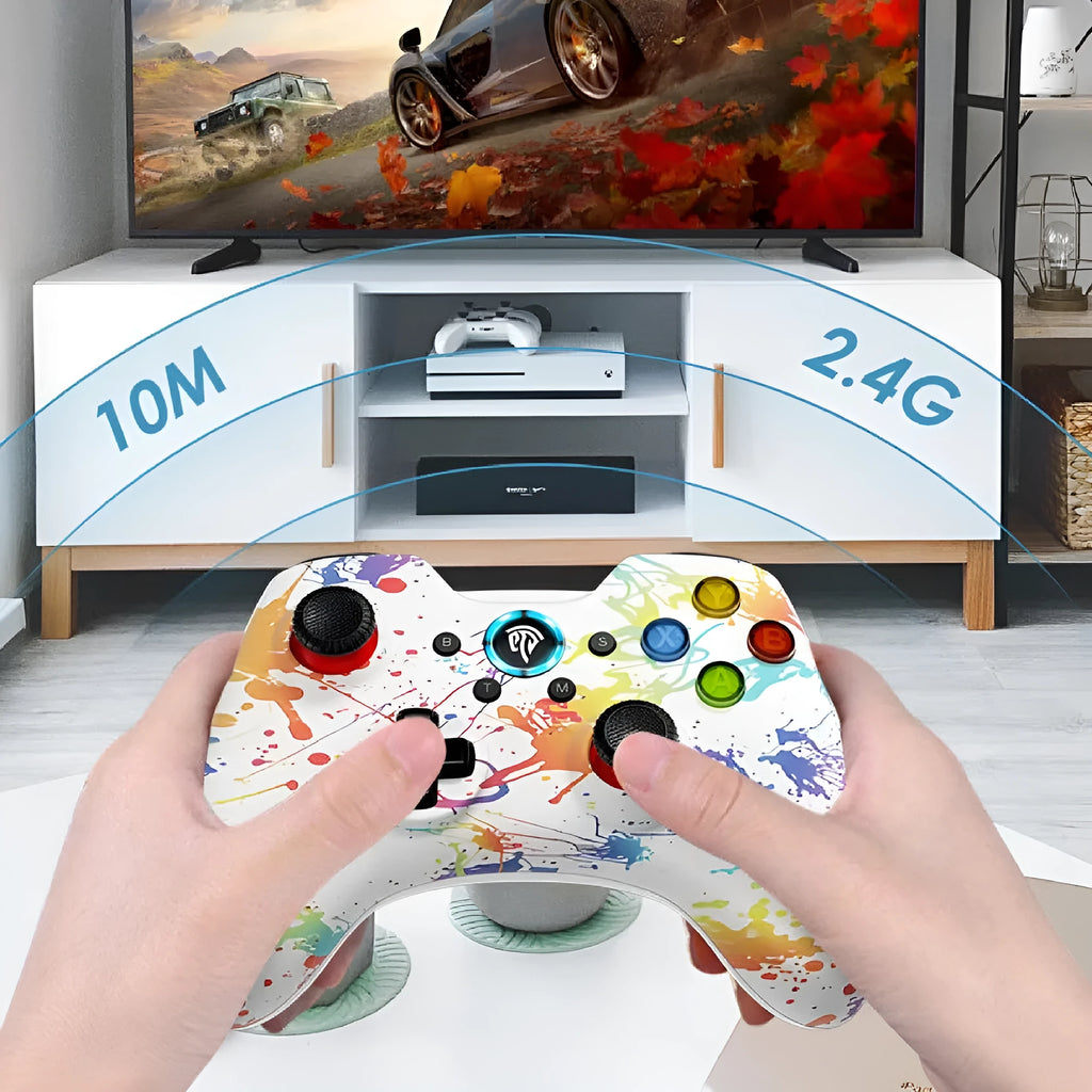 PC dual mode wireless game controller with ABS body and 360° rocker