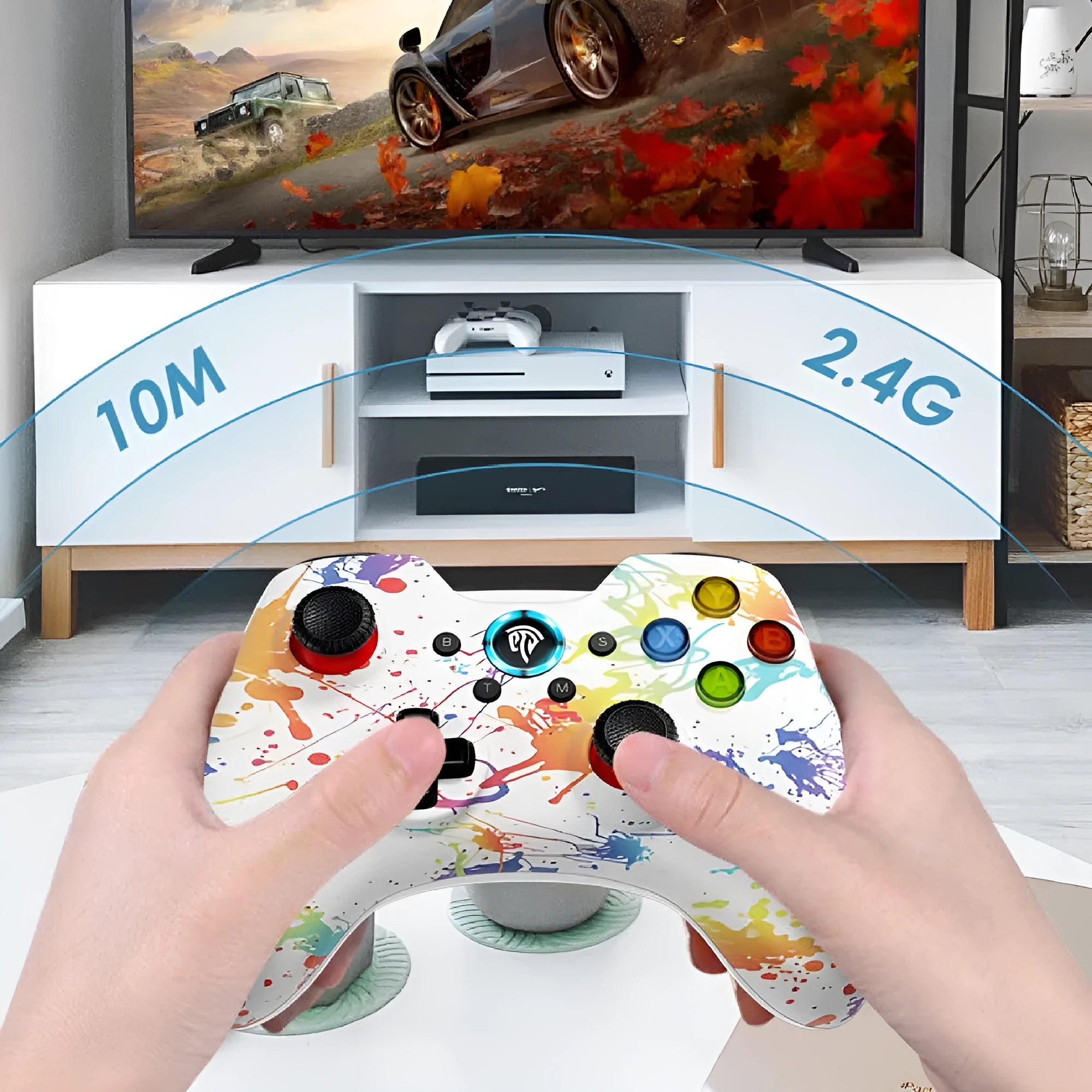 PC dual mode wireless game controller with ABS body and 360° rocker