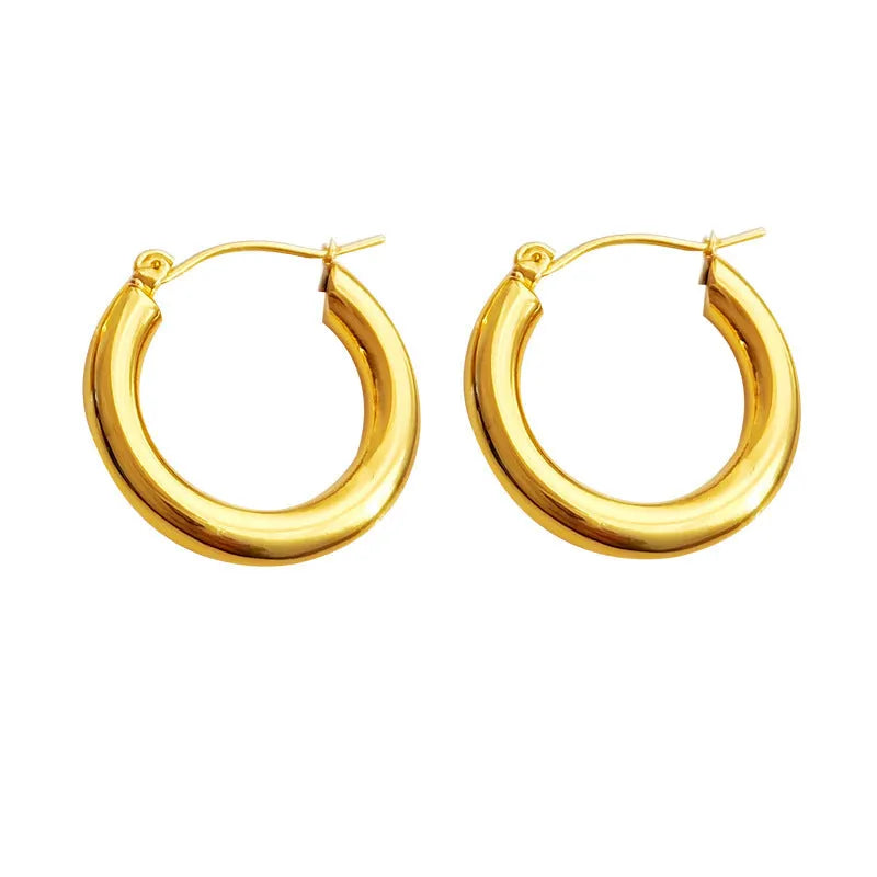 Gold plated vintage European MAYSU ring earrings, geometric copper electroplated, for women