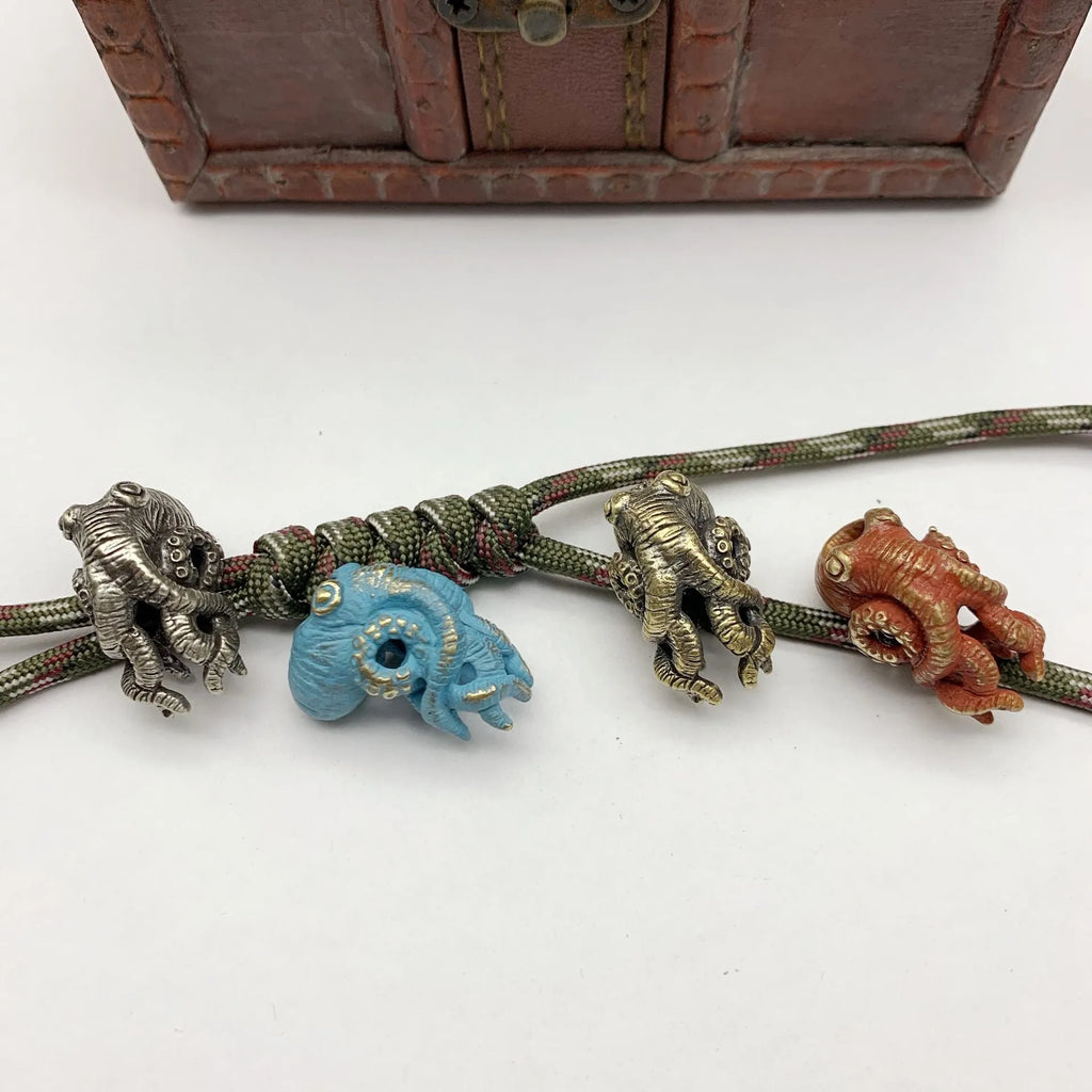 Deep sea octopus design brass key ring pendant in multiple colour finishes for car keys