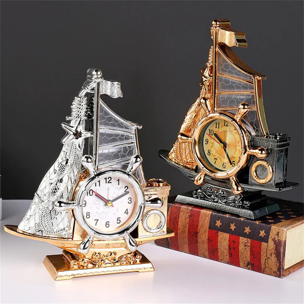 Fashion bedroom alarm clock creative home decor plastic clock gold or silver finish on desk
