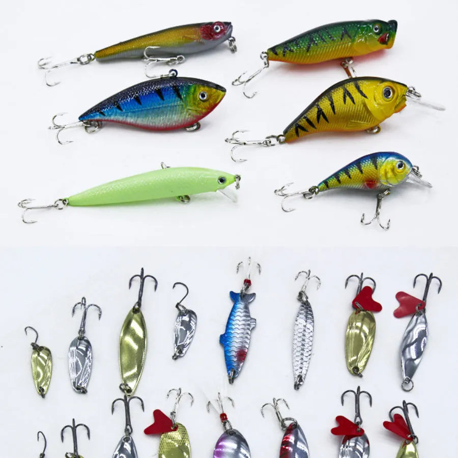 132-piece fishing bait lure set with multi-function swimming layer lures and soft bait fishhooks in rose red treasure colour