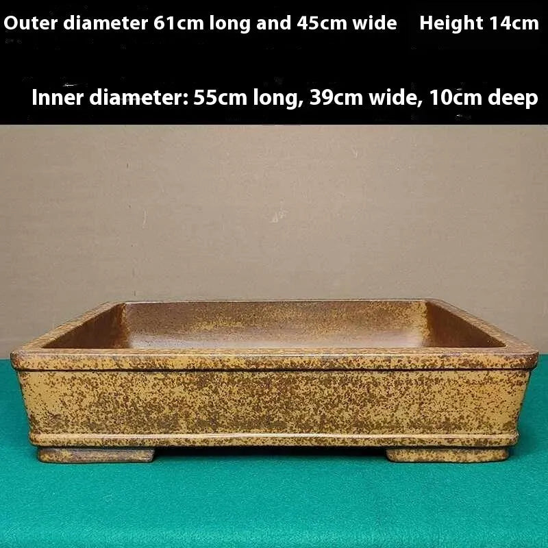 Straight shallow rectangular Yixing fine Zisha purple sand flowerpot for plants