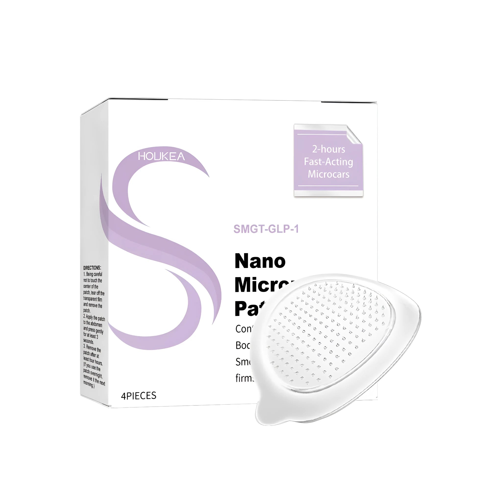 Four nano microneedle facial skincare patches containing ginger and mugwort root extracts.
