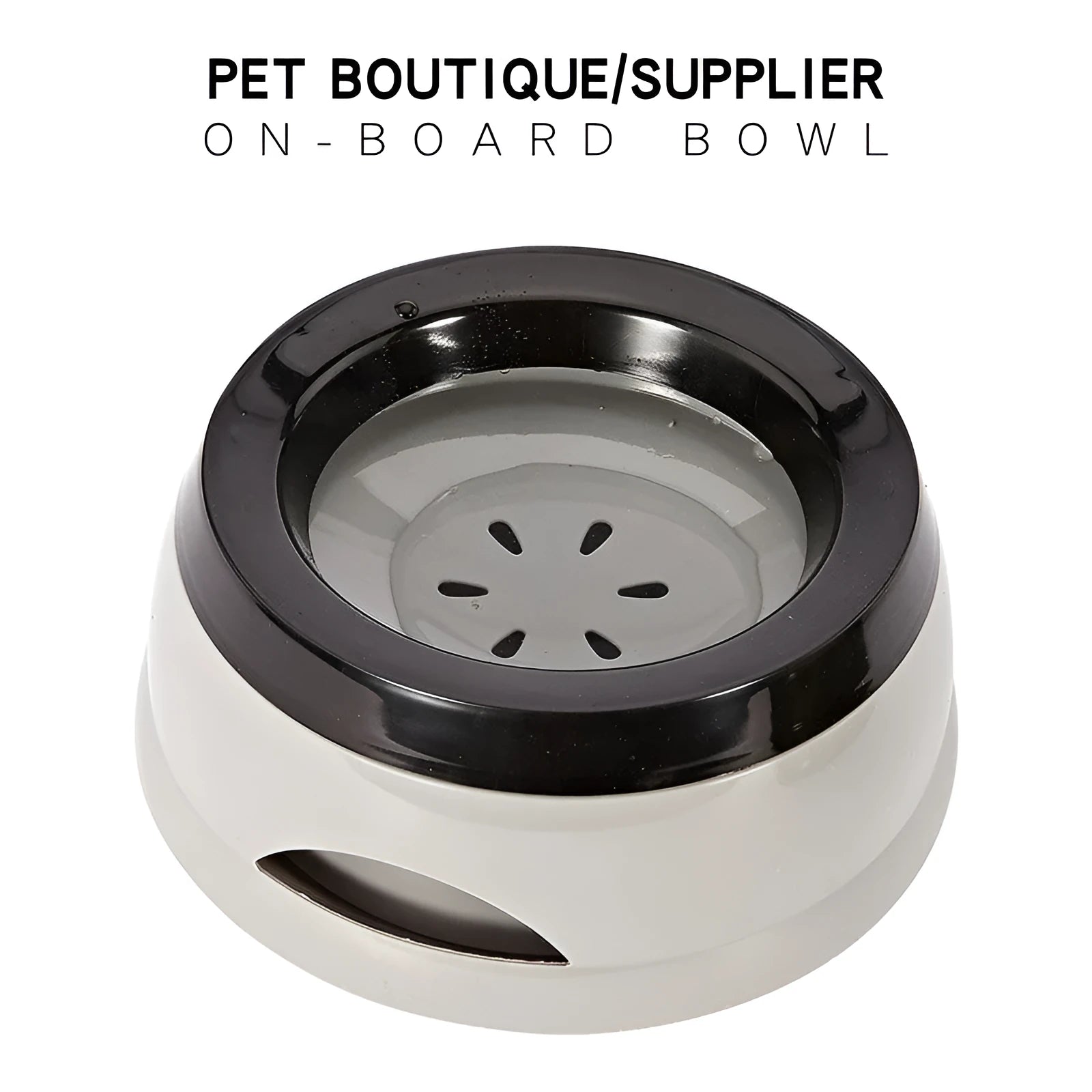 Gray plastic PP floating pet water bowl with no-spill design, 750ml capacity, suitable for dogs and cats