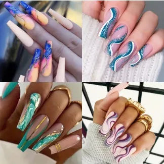 Ballet wave line detachable nail stickers in W067 colour with jelly glue packs