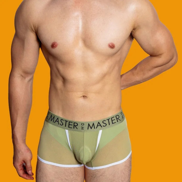 Men's low waist quick-drying ice silk shorts in solid colour, lightweight and breathable for casual wear