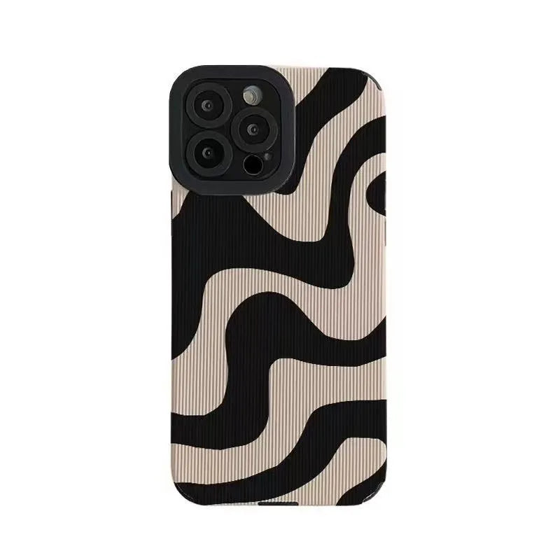 All-inclusive silicone phone case for Apple iPhone with wavy texture anti-falling soft shell and imitation leather finish
