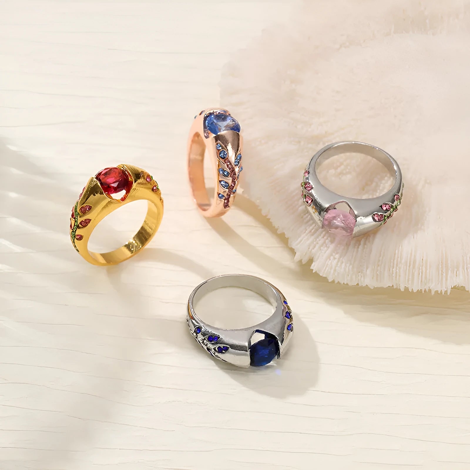 Leaf style zirconium inlaid ring for women in geometric shape, zinc alloy, available in gold and light pink