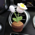 Creative wool potted plant car air outlet clip aromatherapy pendant in floral tone, 4x8cm